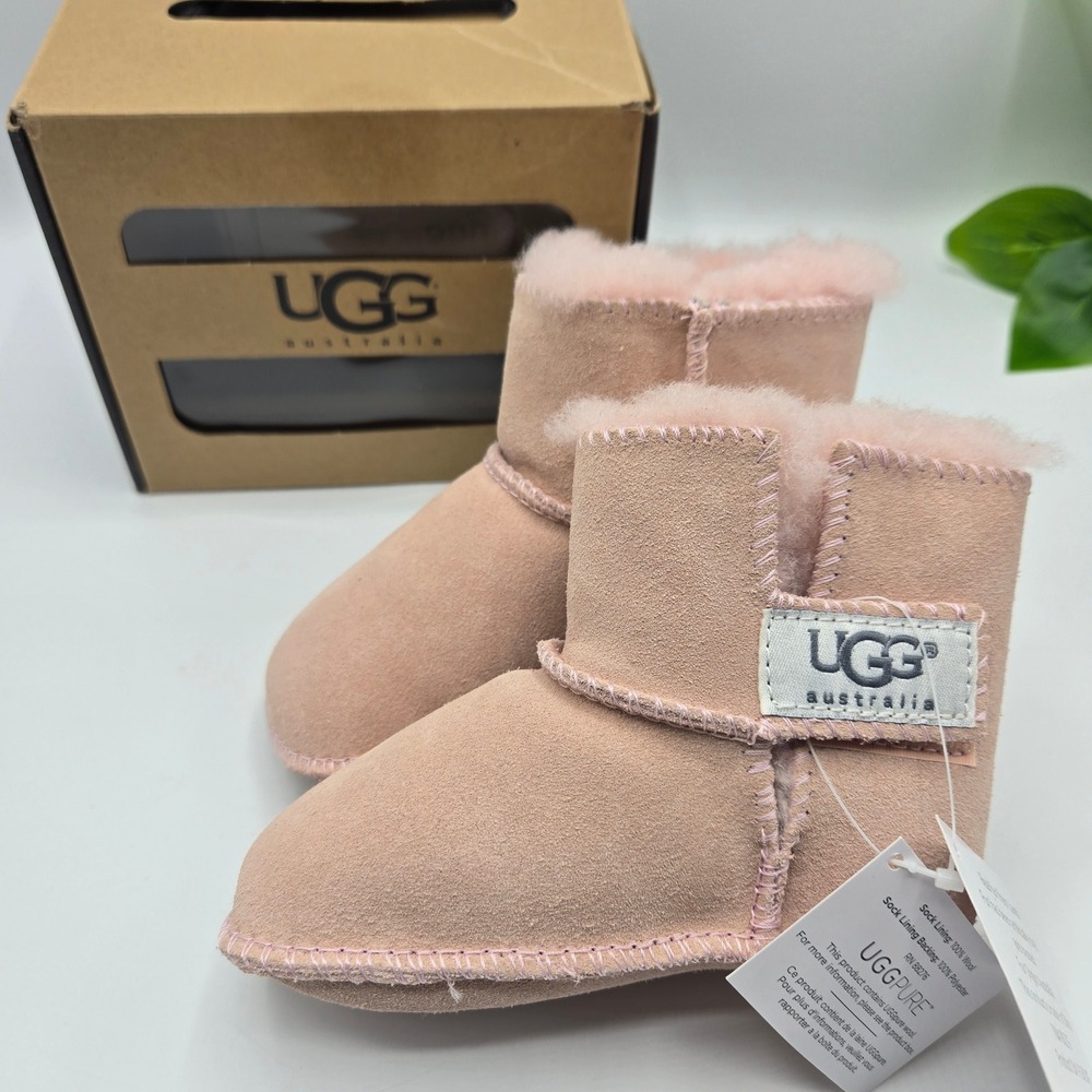 UGG Erin Booties Infant Pink Suede Wool Lined 5202 Size M